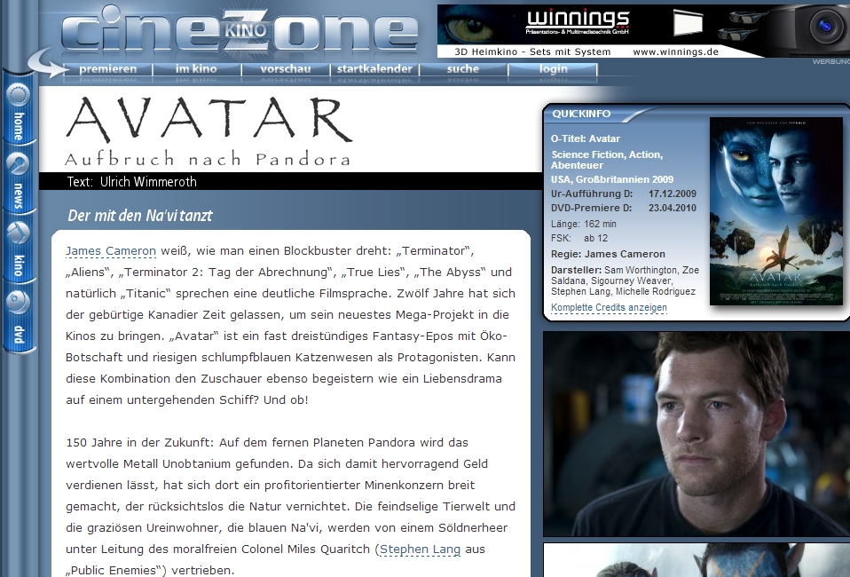 Ulrich Wimmeroth - Avatar - Filmkritik - Cinezone