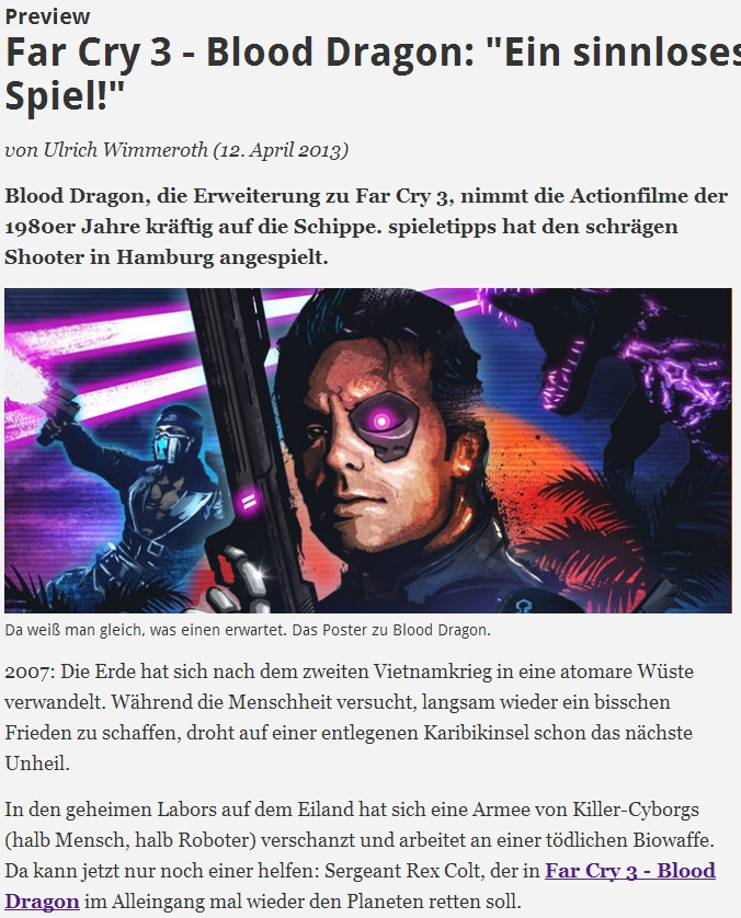 Ulrich Wimmeroth - Far Cry 3 - Blood Dragon Preview - spieletipps
