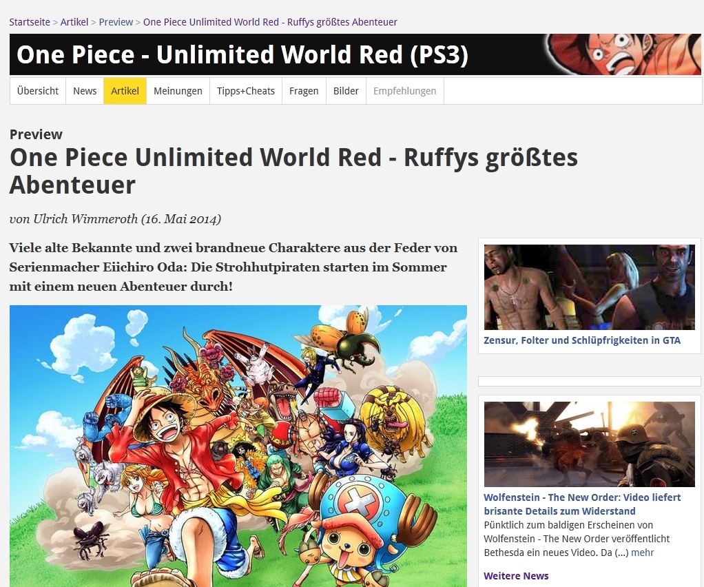 Ulrich Wimmeroth - One Piece Unlimited World Red -  Vorschau - spieletips.de