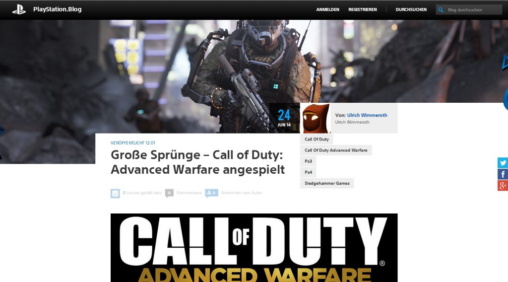 Ulrich Wimmeroth - Call of Duty Advanced Warfare - Playstation Blog