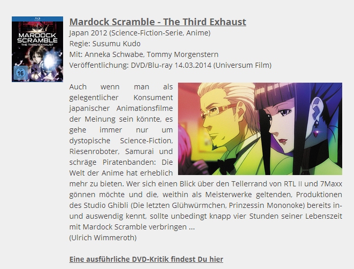 Ulrich Wimmeroth - DVD Tipp - Mardock Scramble - filmabriss.com