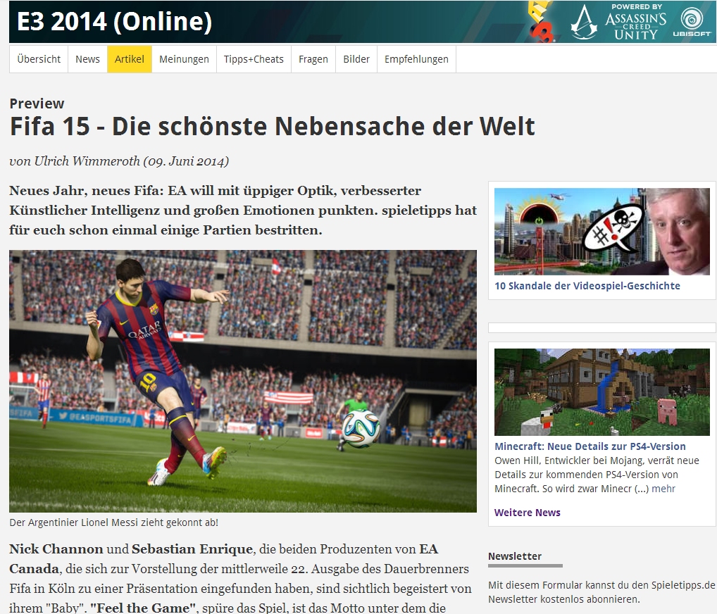 Ulrich Wimmeroth - FIFA 15 Vorschau - www.spieletipps.de