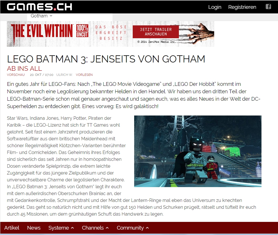 Ulrich Wimmeroth - LEGO Batman 3 - games.ch