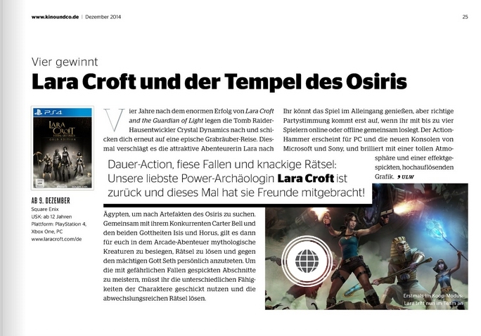 Ulrich Wimmeroth - Lara Croft und der Tempel des Osiris - Kino und co