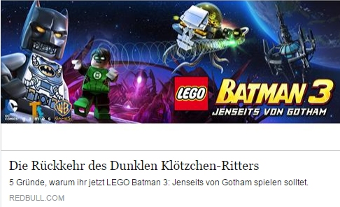 Ulrich Wimmeroth - Lego Batman 3 Jenseits von Gotham - redbull