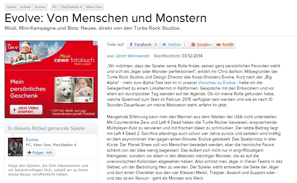 Ulrich Wimmeroth - Evolve - eurogamer