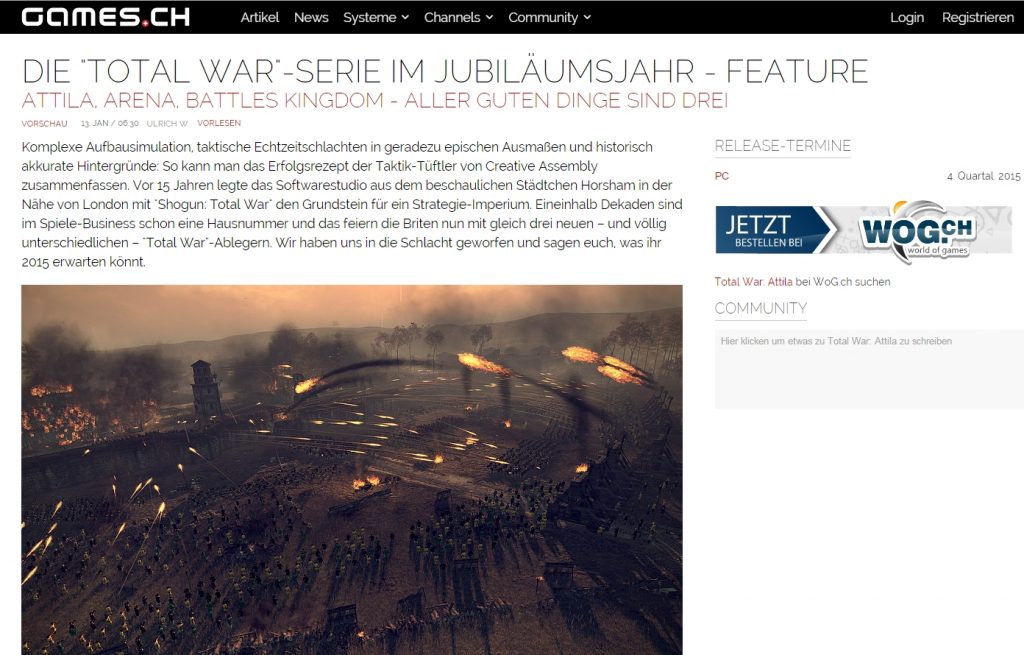 Ulrich Wimmeroth - Total War - games.ch