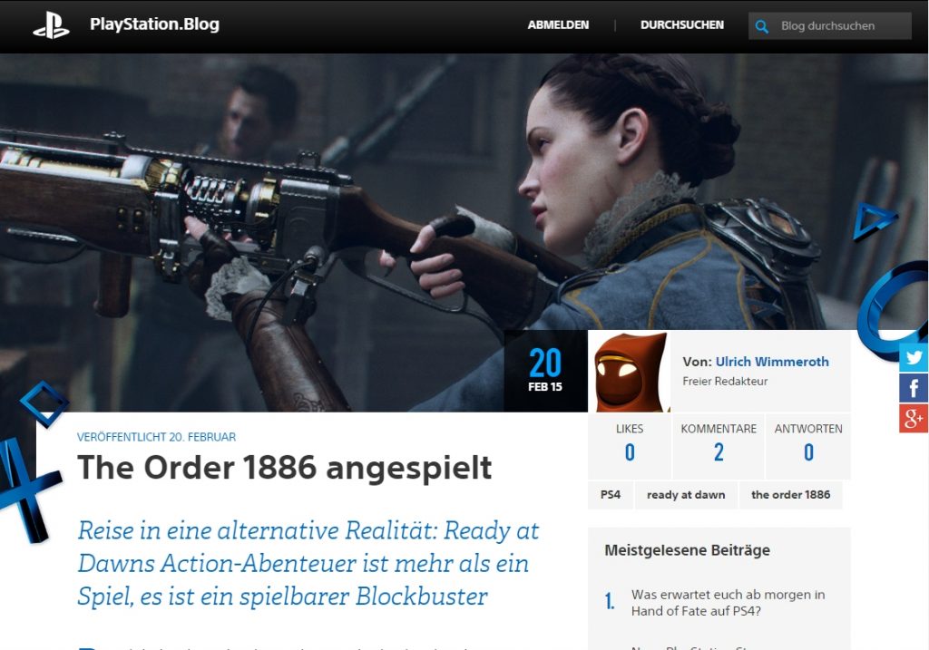 Ulrich Wimmeroth - The Order 1886 - playstation.blog