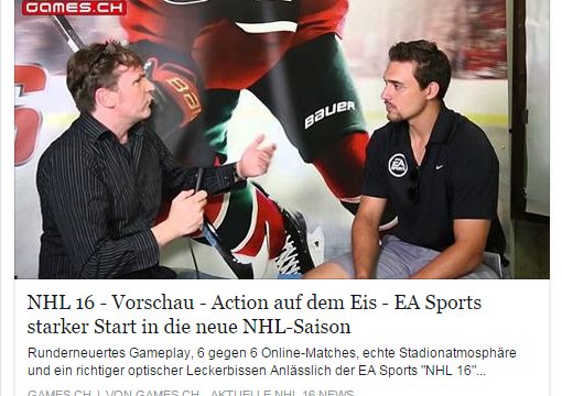 Ulrich Wimmeroth - NHL 16 Interview mit Nino Niederreiter - games.ch