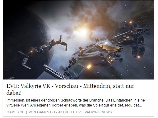 Ulrich Wimmeroth - EVE Valkyrie VR Oculus Rift - games.ch