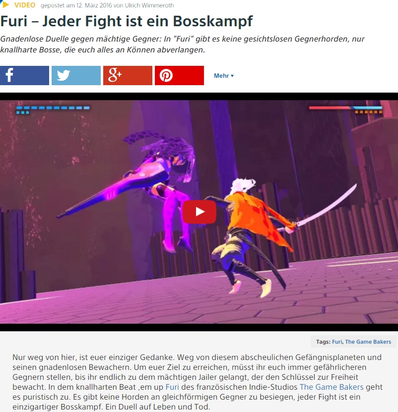 Ulrich Wimmeroth - Furi - Jeder Kampf ist ein Bosskampf - PlayStation Digital