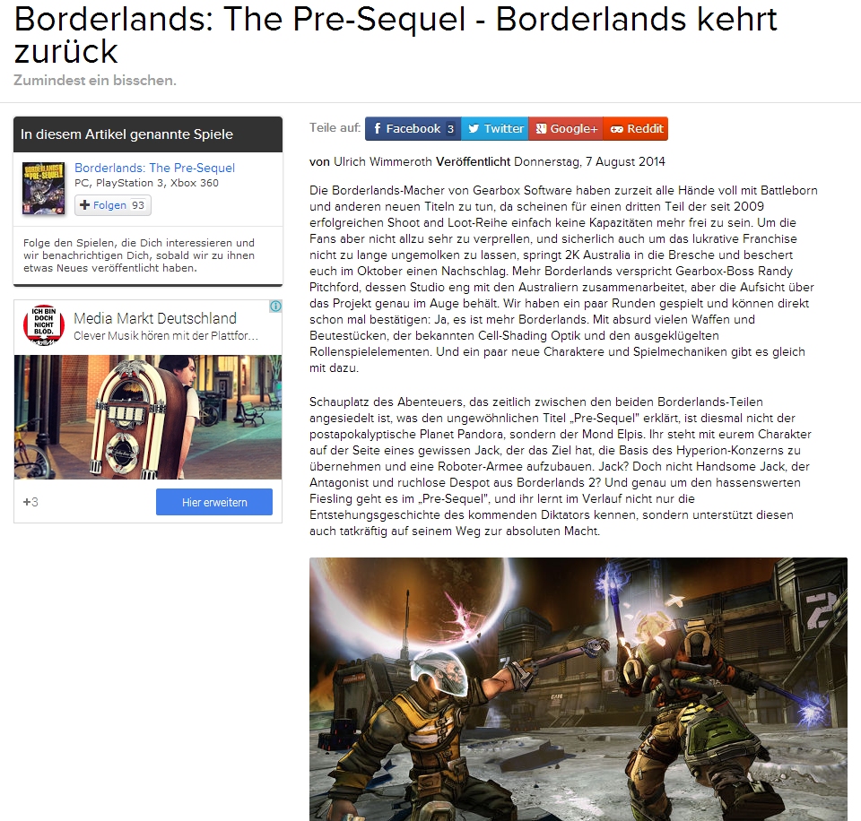 Ulrich Wimmeroth - Borderlands the Pre Sequel - eurogamer